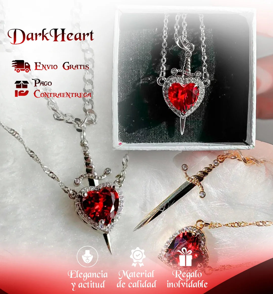 Collar Dúo Espada Corazón - San Valentín Lleno de Amor  💘⚔️