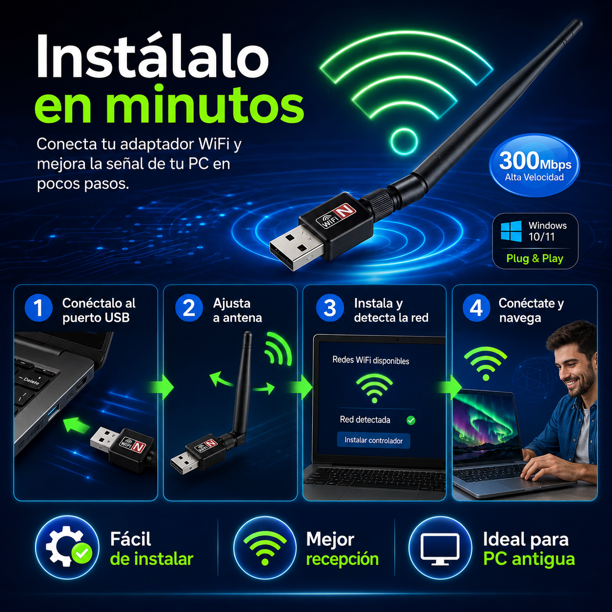 ANTENA WIFI PORTATIL - INTENSIFICA Y MEJORA LA SEÑAL 🛜