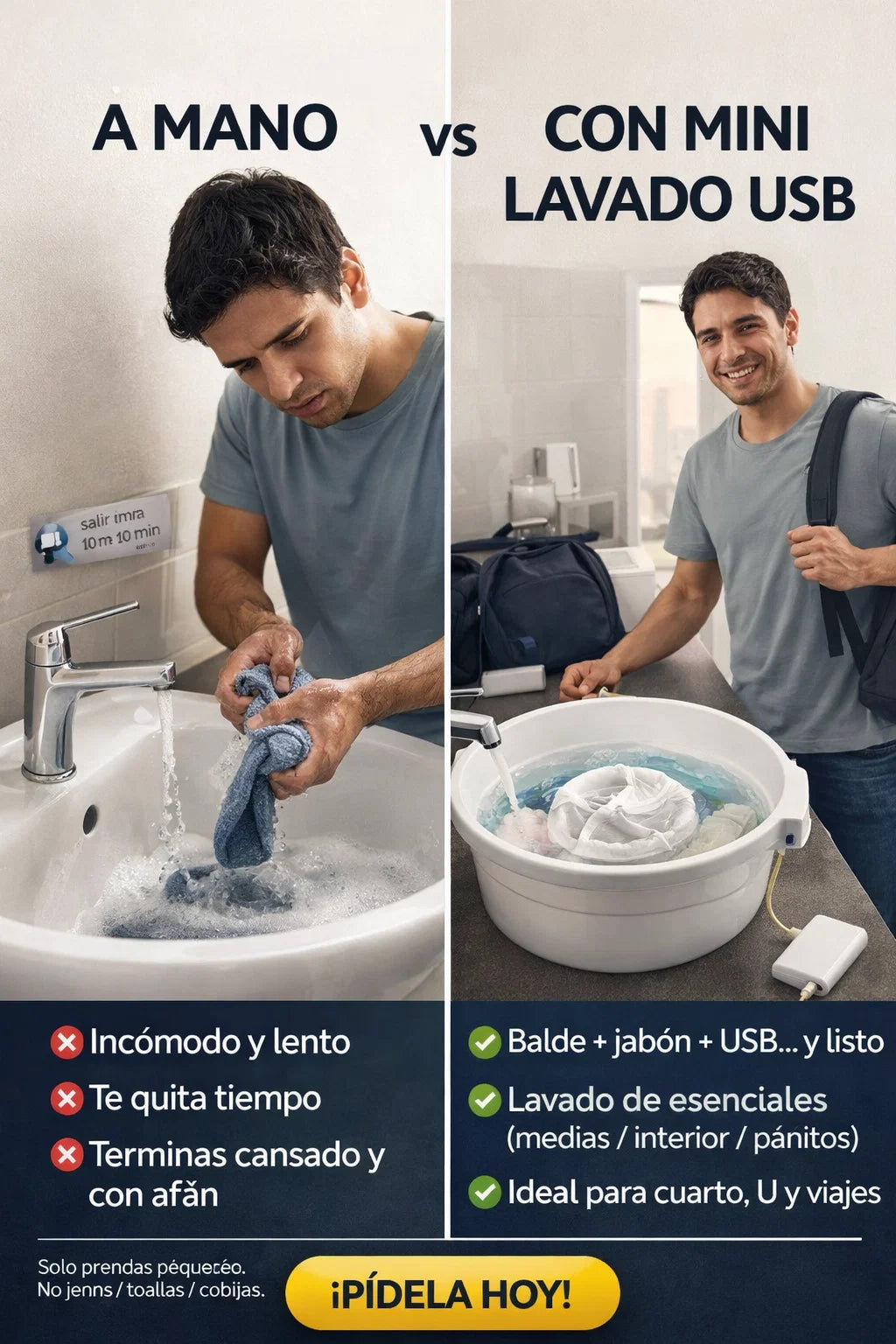 Turbina lavadora De Ropa Portátil USB - Fácil y Rápido  🧼👖🧦🌪️