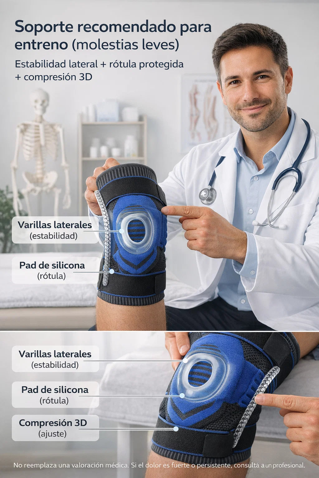 RODILLERA DEPORTIVA GYM CON GEL Y VARILLAS LATERALES PARA UNA TECNOLOGIA AVANZADA 🦵🏻⚙️🏋🏻‍♂️